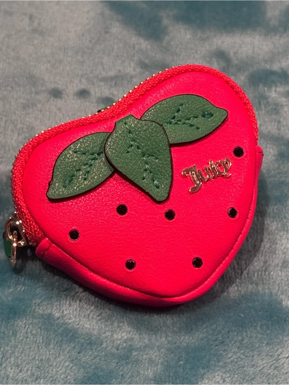 Juicy Couture Strawberry Coin Purse - Red with Green Leaves